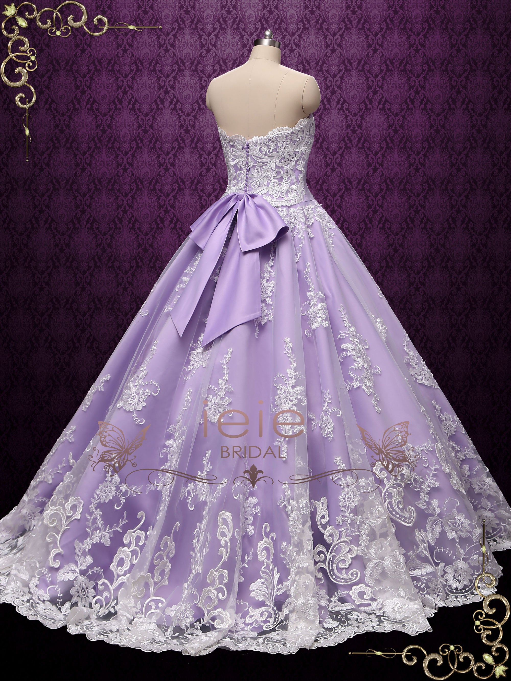 Lilac Strapless Princess Lace Ball Gown ...